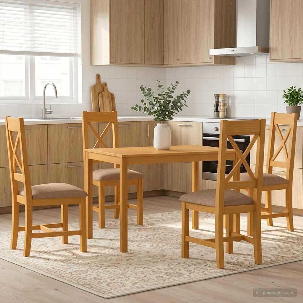 vidaXL Conjunto de comedor 5 uds. Gris Madera de Roble Sólido