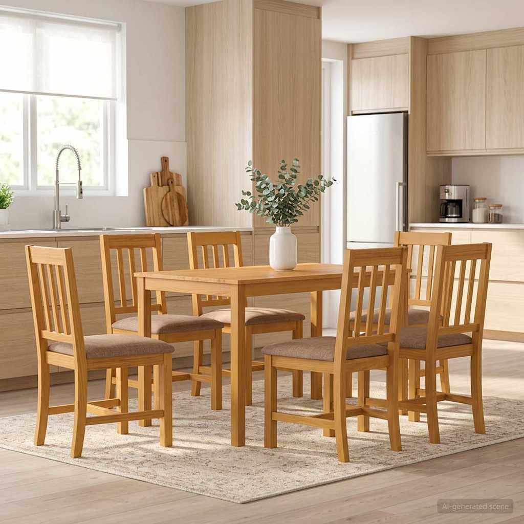 vidaXL Conjunto de comedor 7 uds. Gris Madera de Roble Sólido