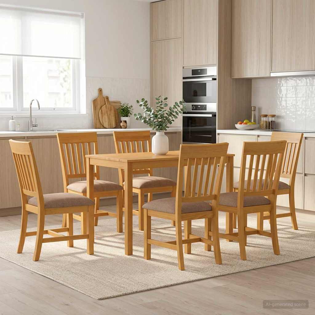 vidaXL Conjunto de comedor 7 uds. Gris Madera de Roble Sólido