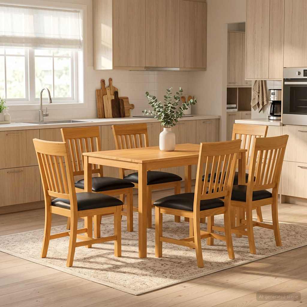 vidaXL Conjunto de comedor 7 uds. Negro Madera de Roble Sólido