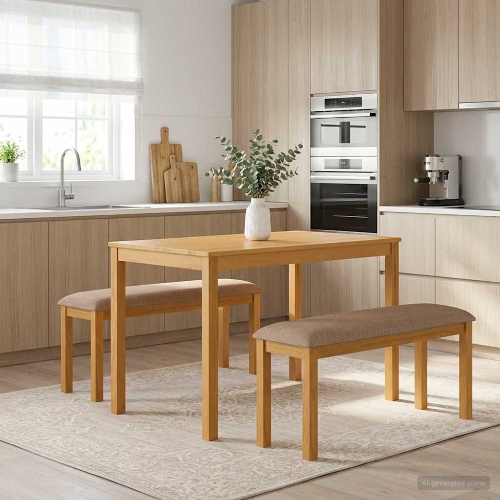vidaXL Conjunto de comedor 3 uds. Gris Madera de Roble Sólido