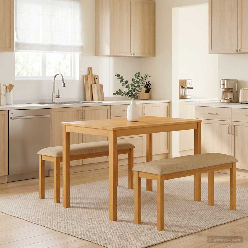 vidaXL Conjunto de comedor 3 uds. Beige Madera de Roble Sólido