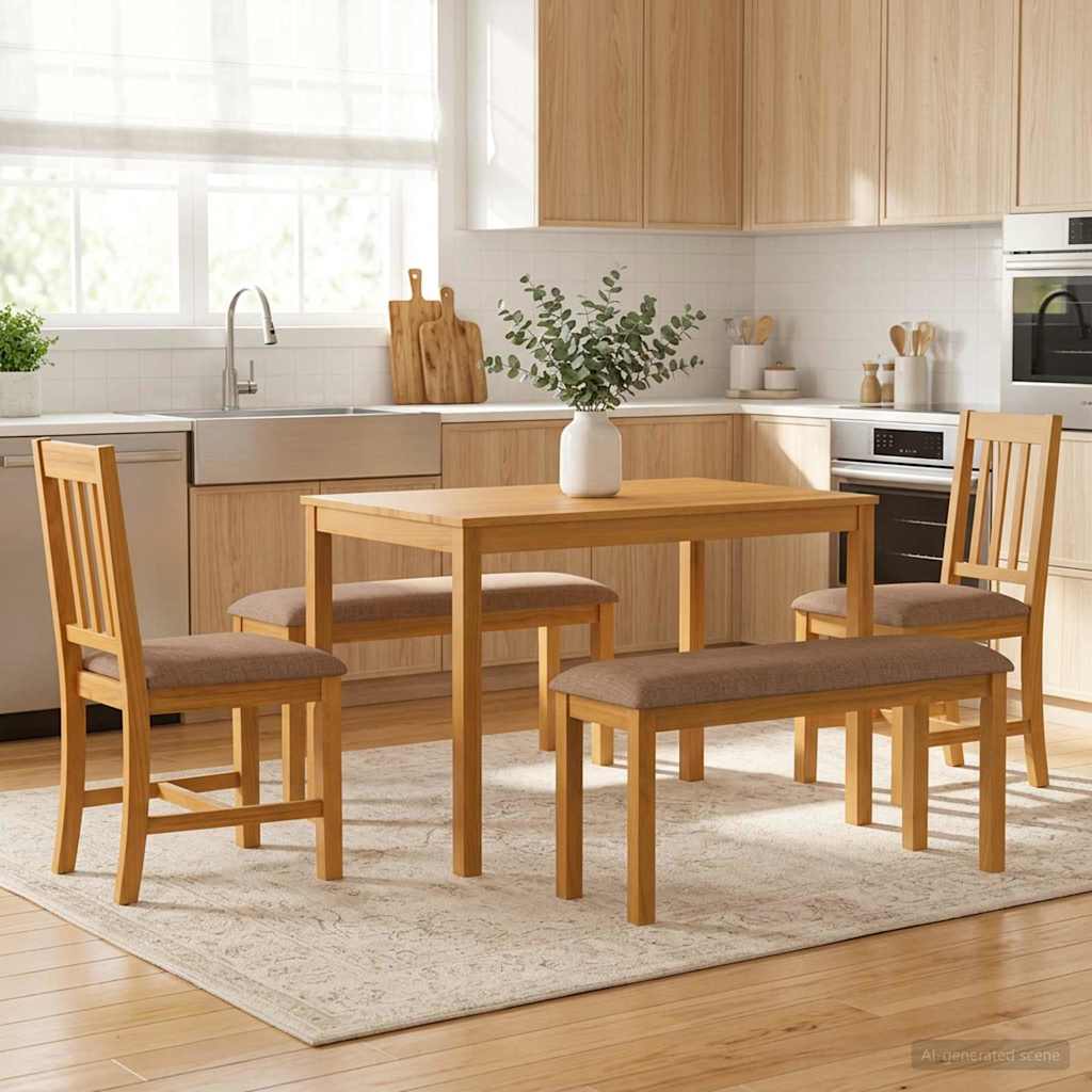 vidaXL Conjunto de comedor 5 uds. Gris Madera de Roble Sólido