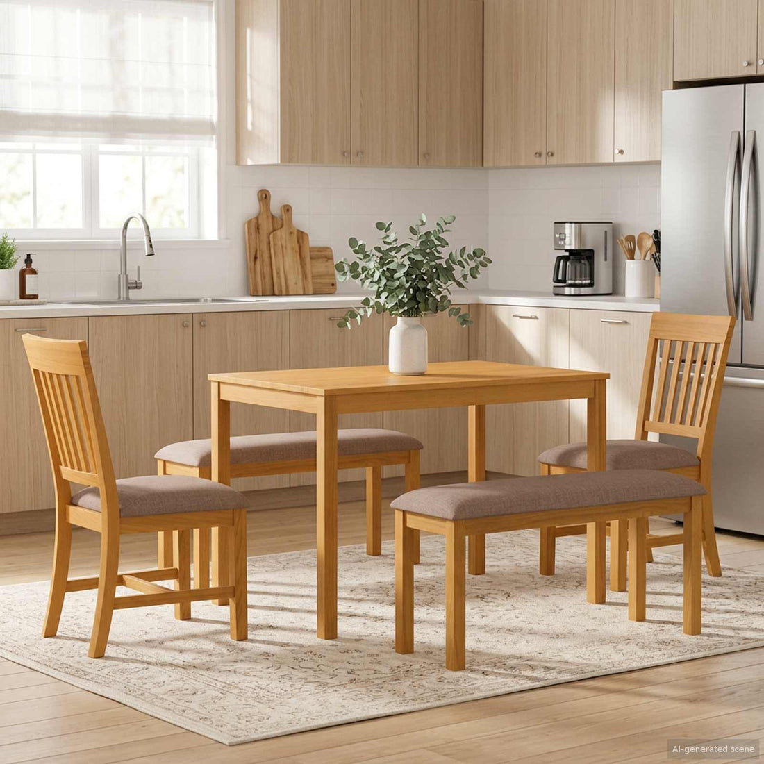 vidaXL Conjunto de comedor 5 uds. Gris Madera de Roble Sólido