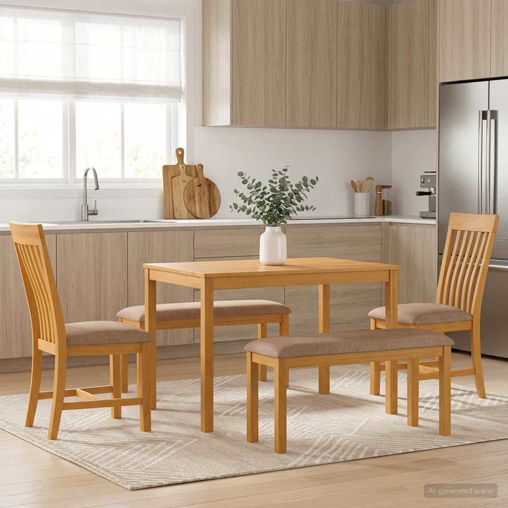 vidaXL Conjunto de comedor 5 uds. Gris Madera de Roble Sólido