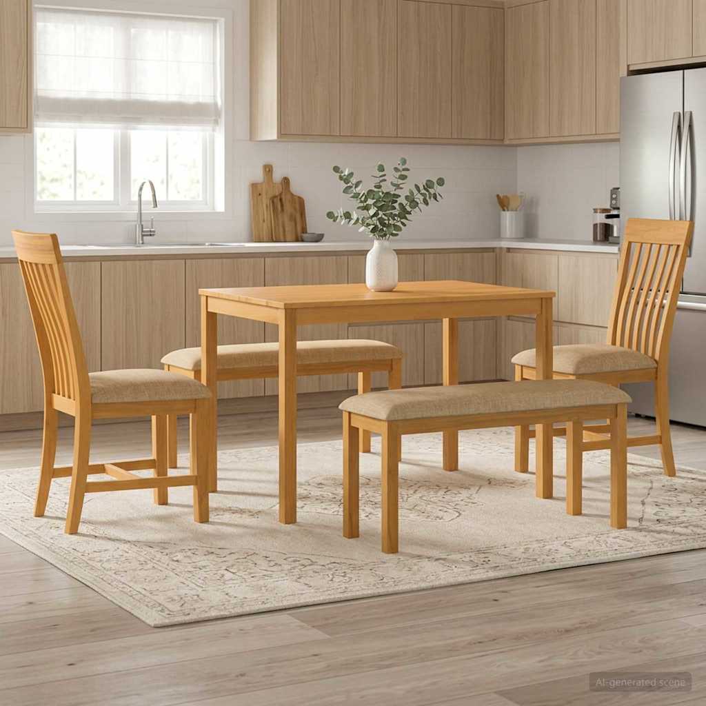 vidaXL Conjunto de comedor 5 uds. Beige Madera de Roble Sólido