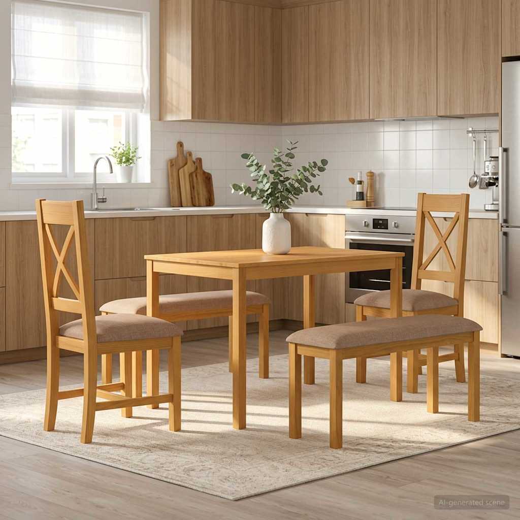 vidaXL Conjunto de comedor 5 uds. Gris Madera de Roble Sólido