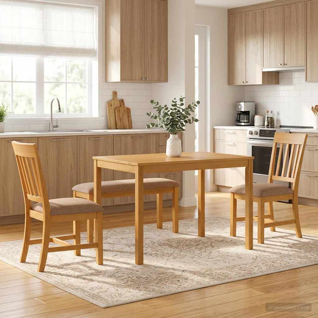 vidaXL Conjunto de comedor 4 uds. Gris Madera de Roble Sólido