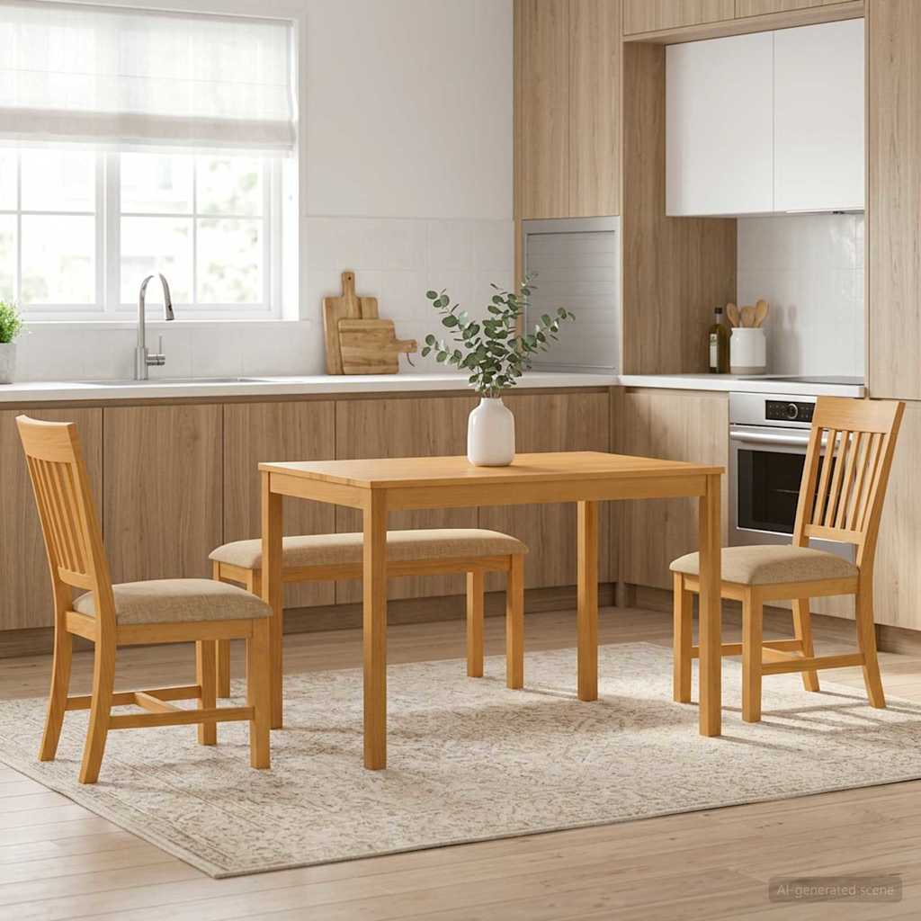 vidaXL Conjunto de comedor 4 uds. Beige Madera de Roble Sólido