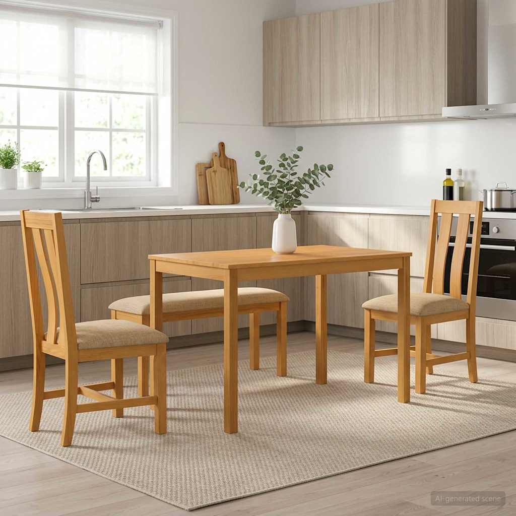 vidaXL Conjunto de comedor 4 uds. Beige Madera de Roble Sólido