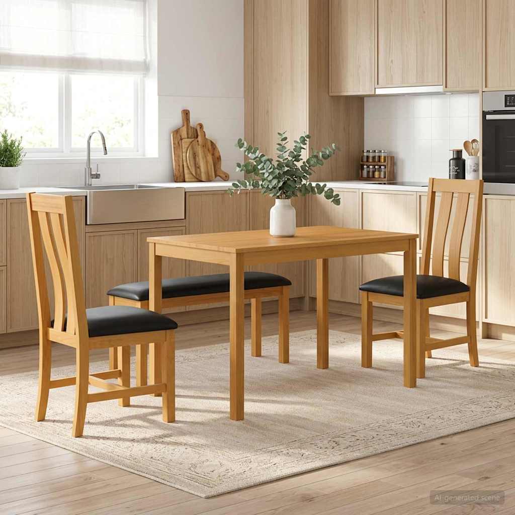 vidaXL Conjunto de comedor 4 uds. Negro Madera de Roble Sólido