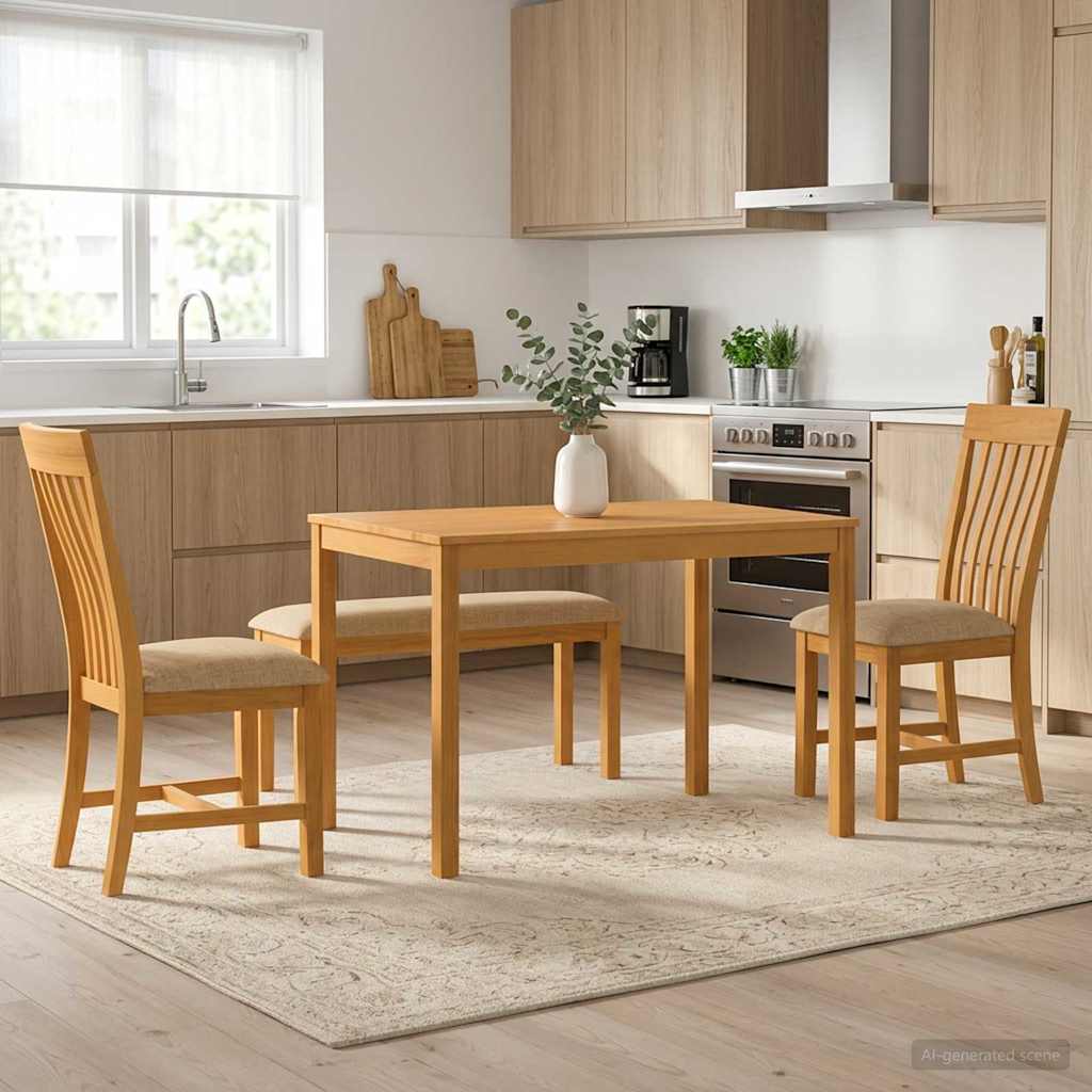 vidaXL Conjunto de comedor 4 uds. Beige Madera de Roble Sólido