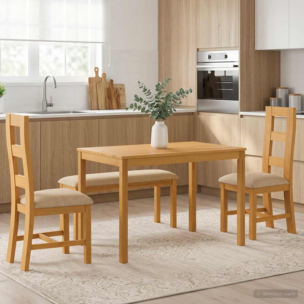 vidaXL Conjunto de comedor 4 uds. Beige Madera de Roble Sólido