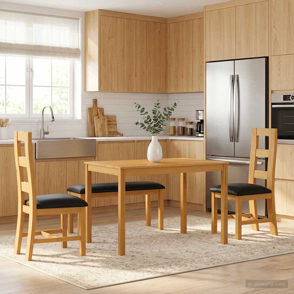 vidaXL Conjunto de comedor 4 uds. Negro Madera de Roble Sólido