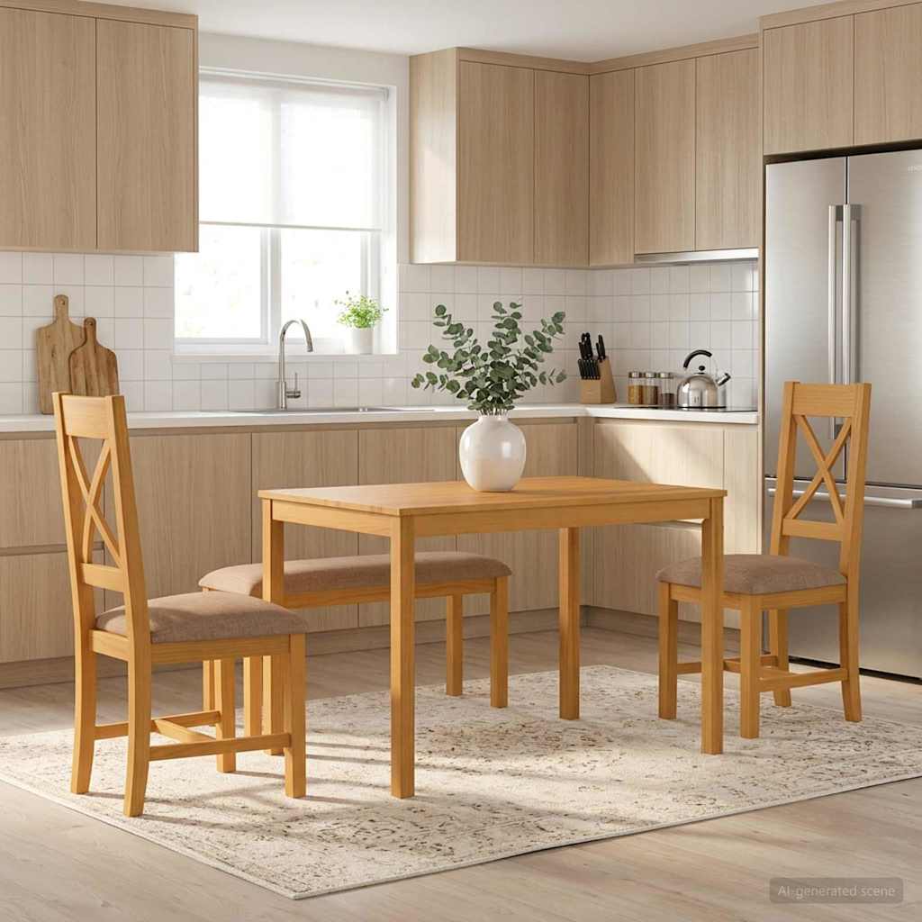 vidaXL Conjunto de comedor 4 uds. Gris Madera de Roble Sólido