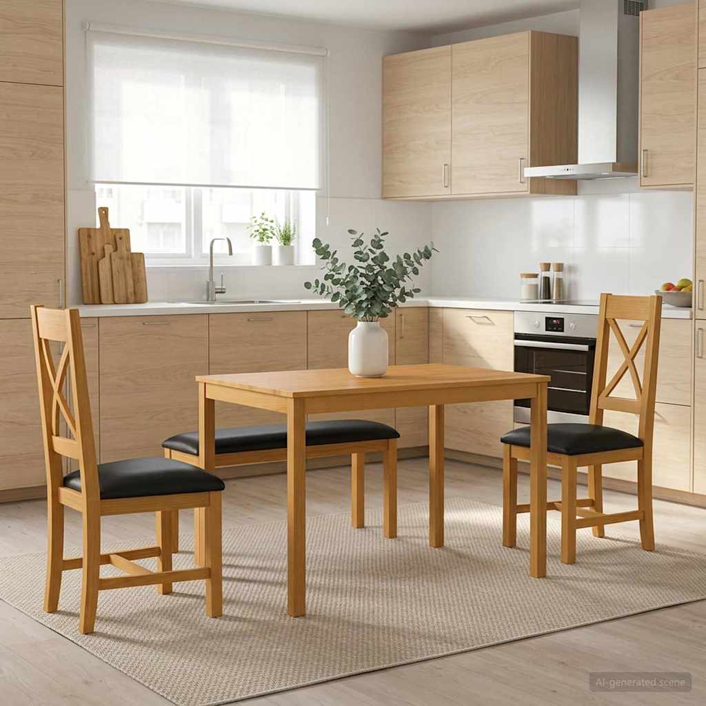 vidaXL Conjunto de comedor 4 uds. Negro Madera de Roble Sólido