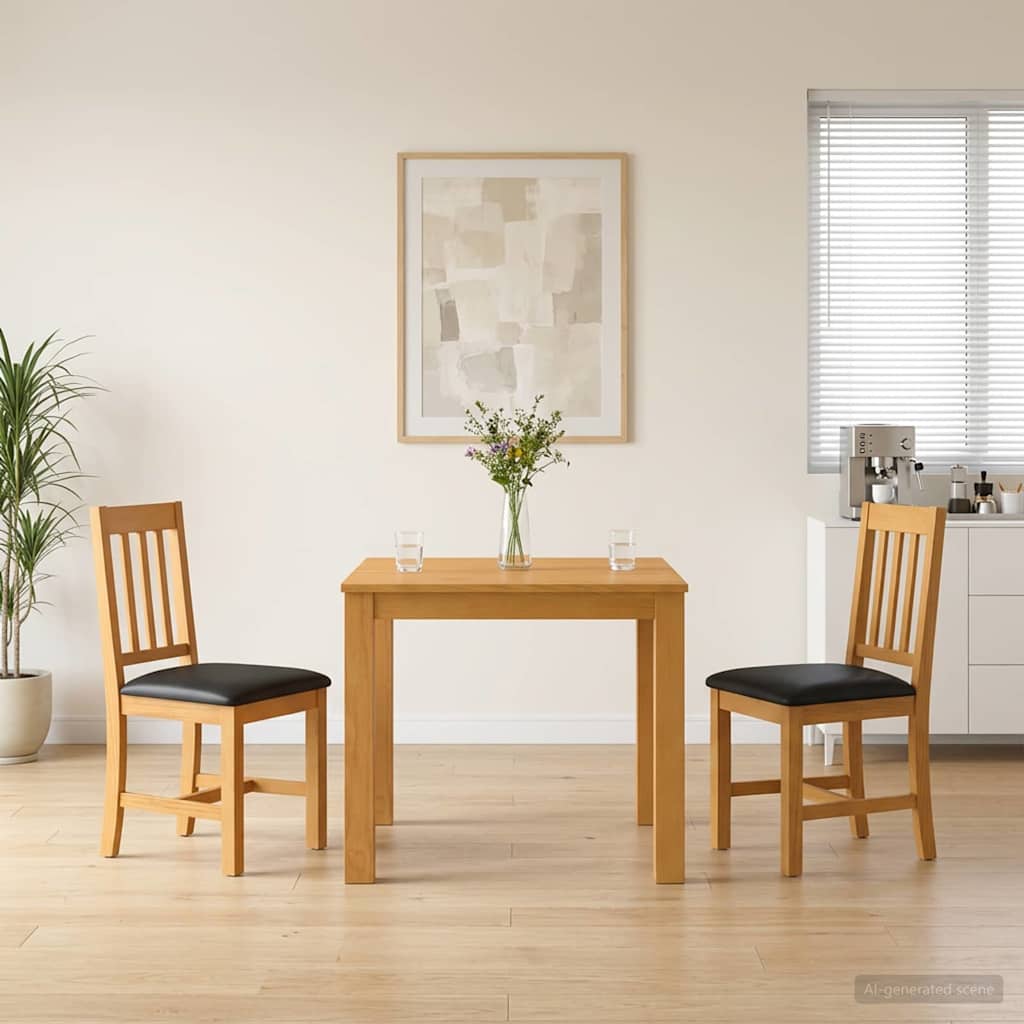 vidaXL Conjunto de comedor 3 uds. Negro Madera de Roble Sólido