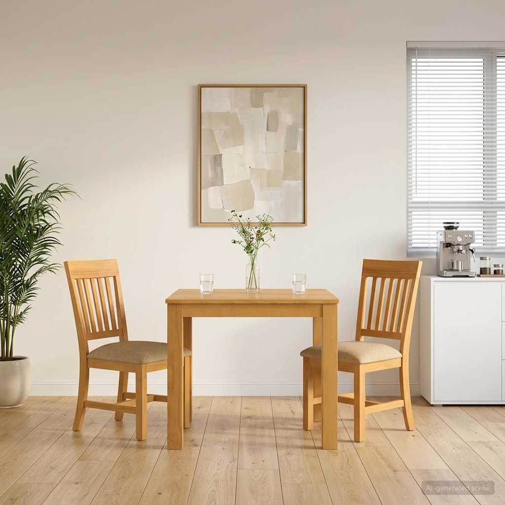 vidaXL Conjunto de comedor 3 uds. Beige Madera de Roble Sólido