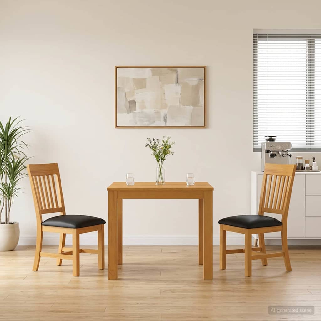 vidaXL Conjunto de comedor 3 uds. Negro Madera de Roble Sólido