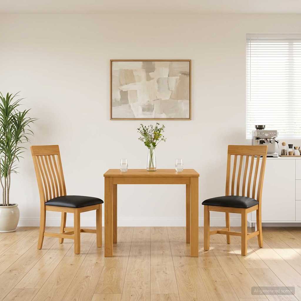 vidaXL Conjunto de comedor 3 uds. Negro Madera de Roble Sólido
