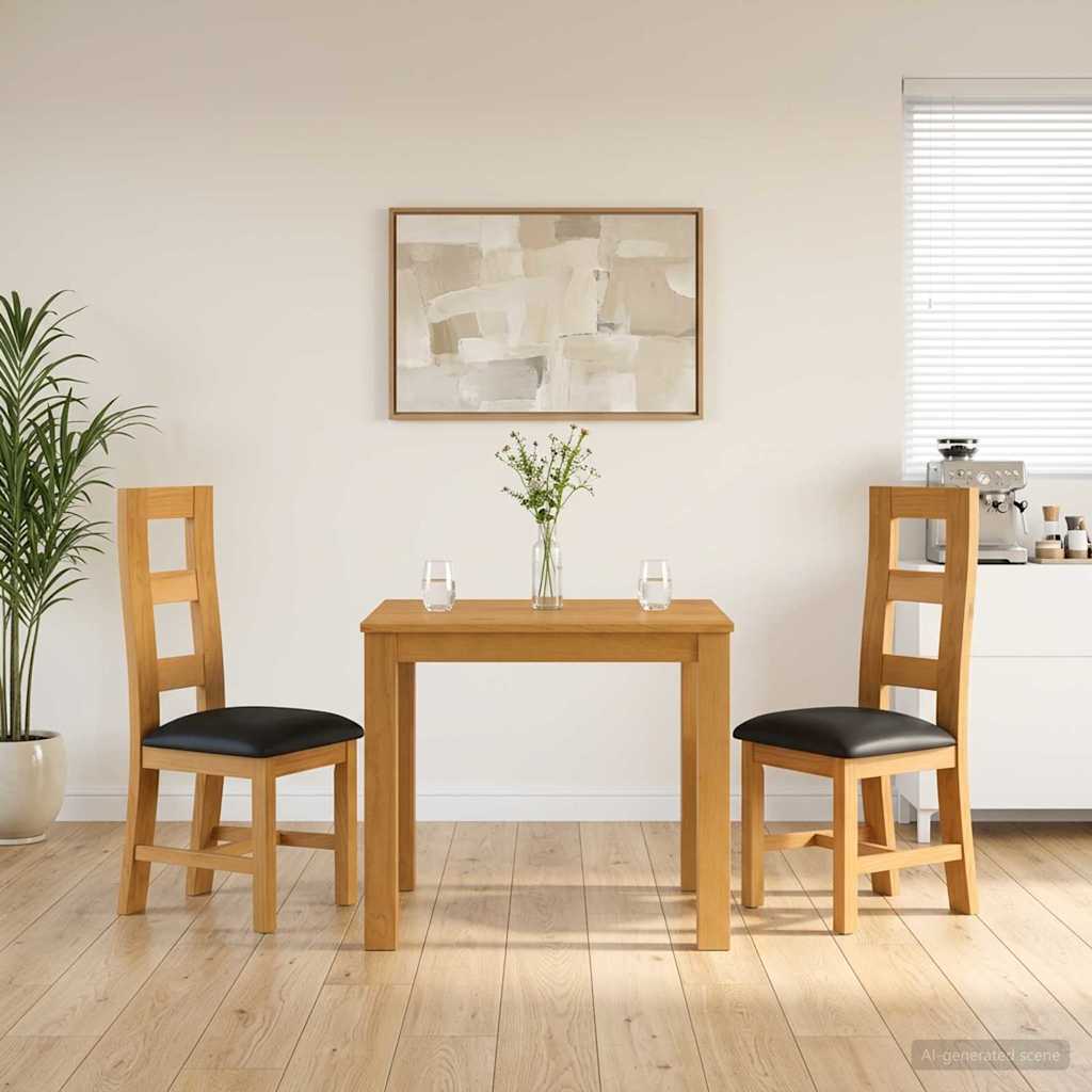 vidaXL Conjunto de comedor 3 uds. Negro Madera de Roble Sólido