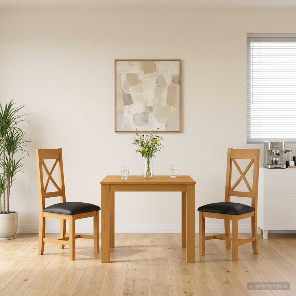 vidaXL Conjunto de comedor 3 uds. Negro Madera de Roble Sólido