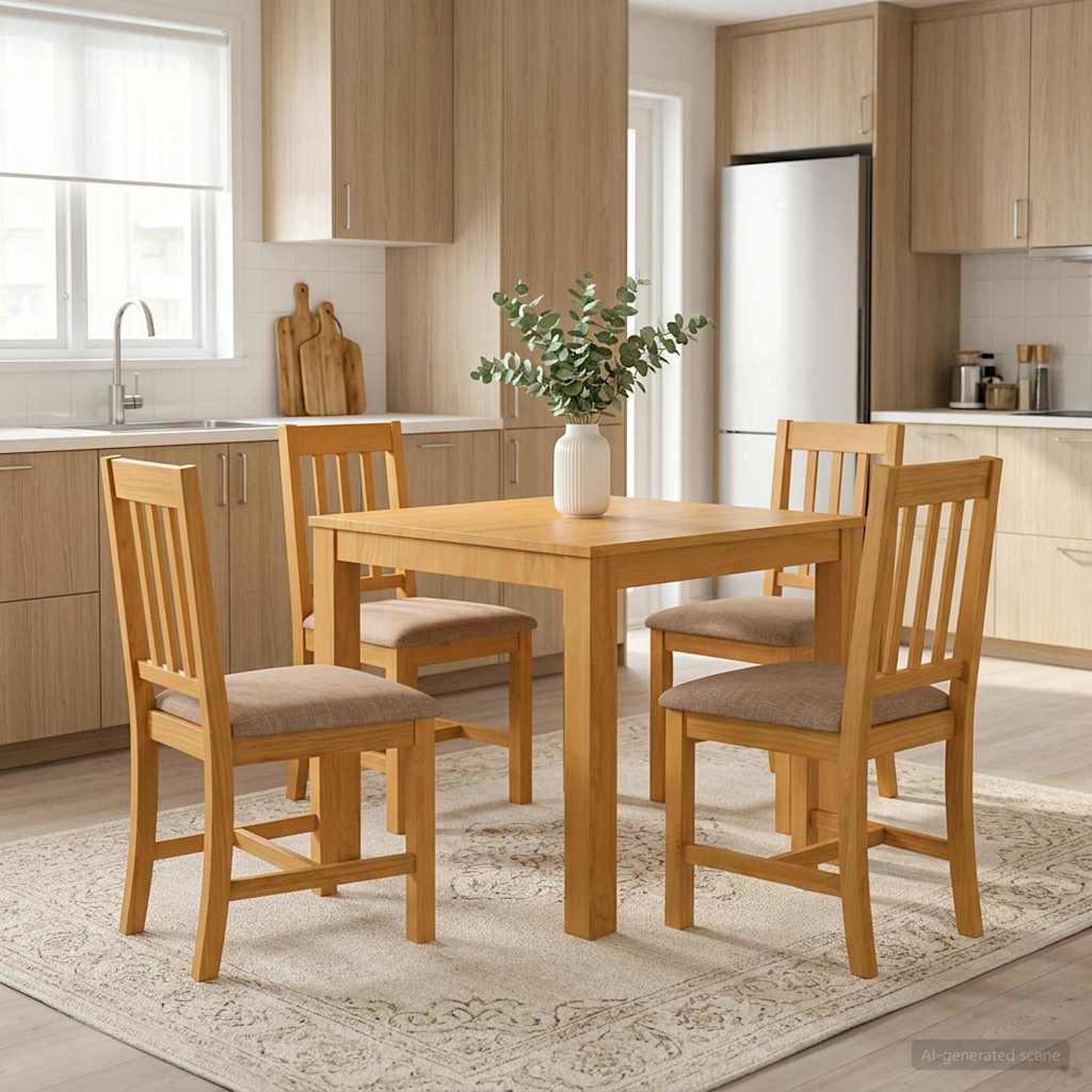 vidaXL Conjunto de comedor 5 uds. Gris Madera de Roble Sólido