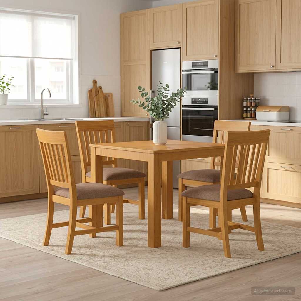 vidaXL Conjunto de comedor 5 uds. Gris Madera de Roble Sólido