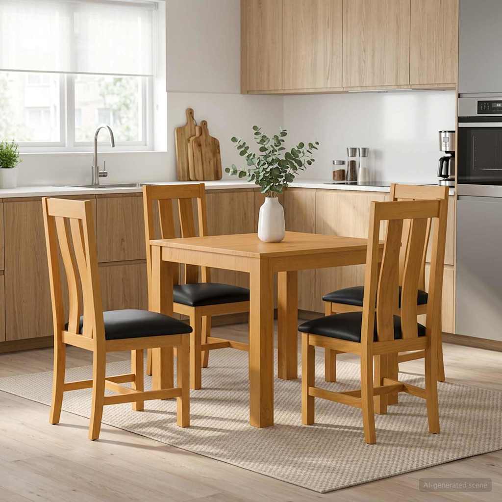 vidaXL Conjunto de comedor 5 uds. Negro Madera de Roble Sólido