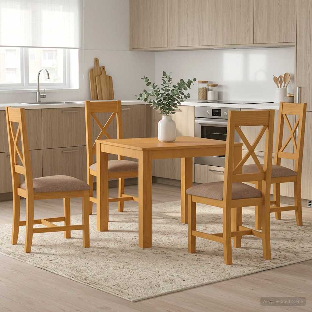 vidaXL Conjunto de comedor 5 uds. Gris Madera de Roble Sólido