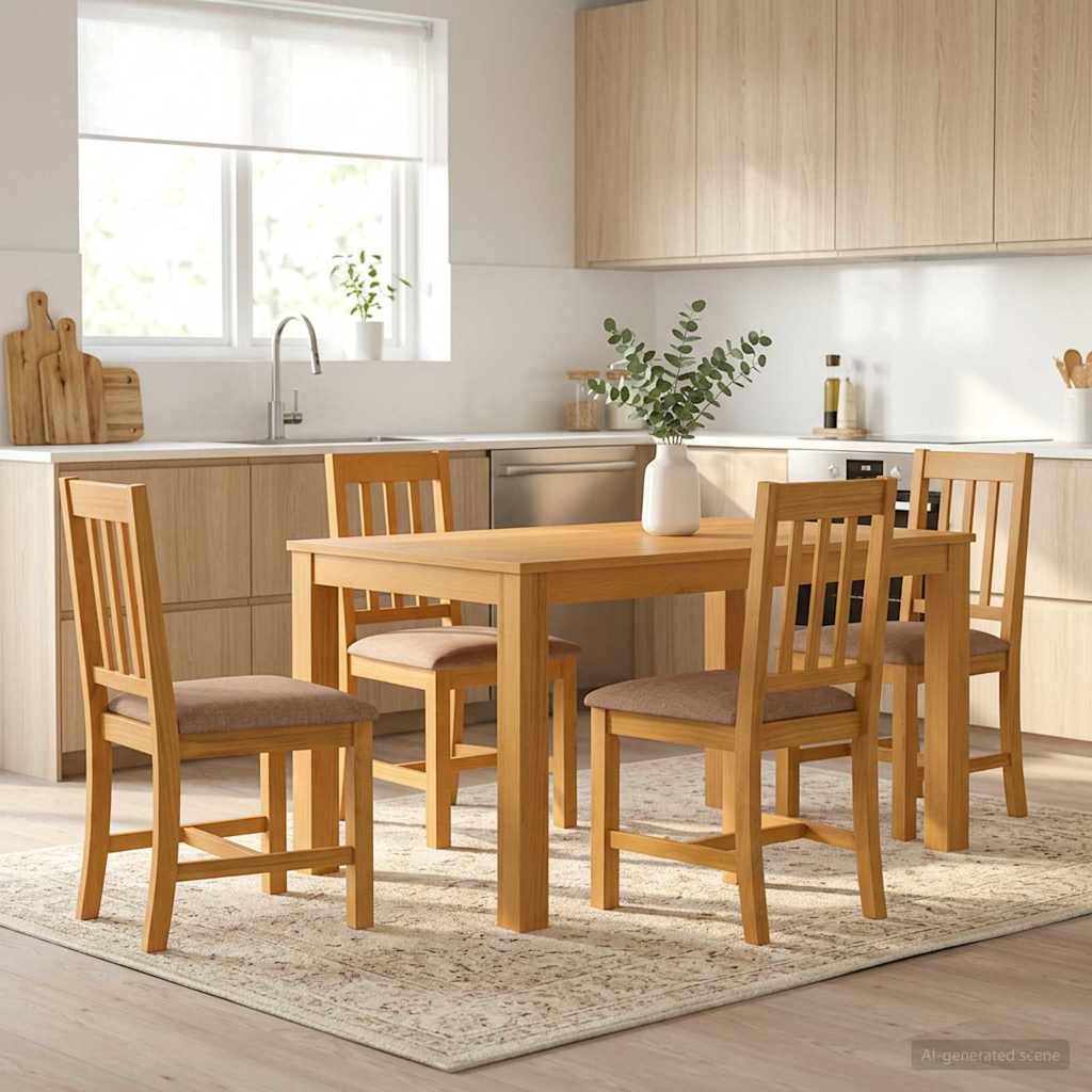 vidaXL Conjunto de comedor 5 uds. Gris Madera de Roble Sólido