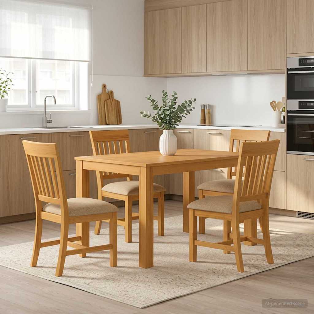 vidaXL Conjunto de comedor 5 uds. Beige Madera de Roble Sólido