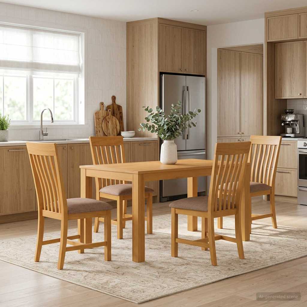 vidaXL Conjunto de comedor 5 uds. Gris Madera de Roble Sólido