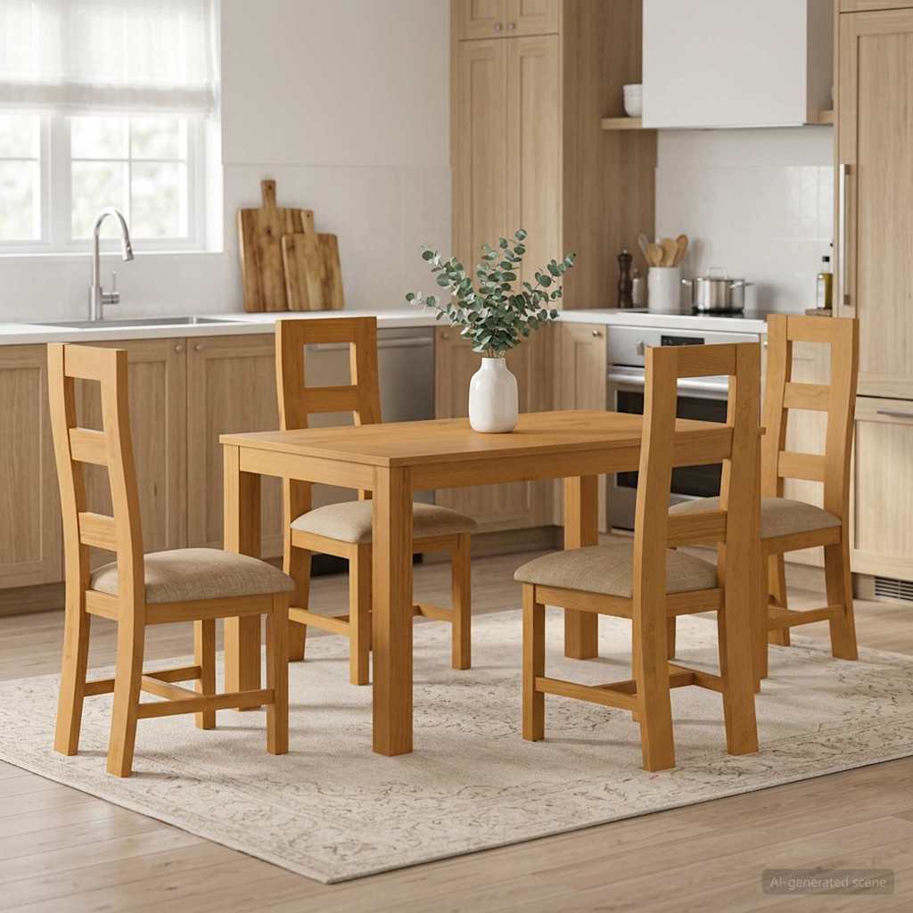 vidaXL Conjunto de comedor 5 uds. Beige Madera de Roble Sólido