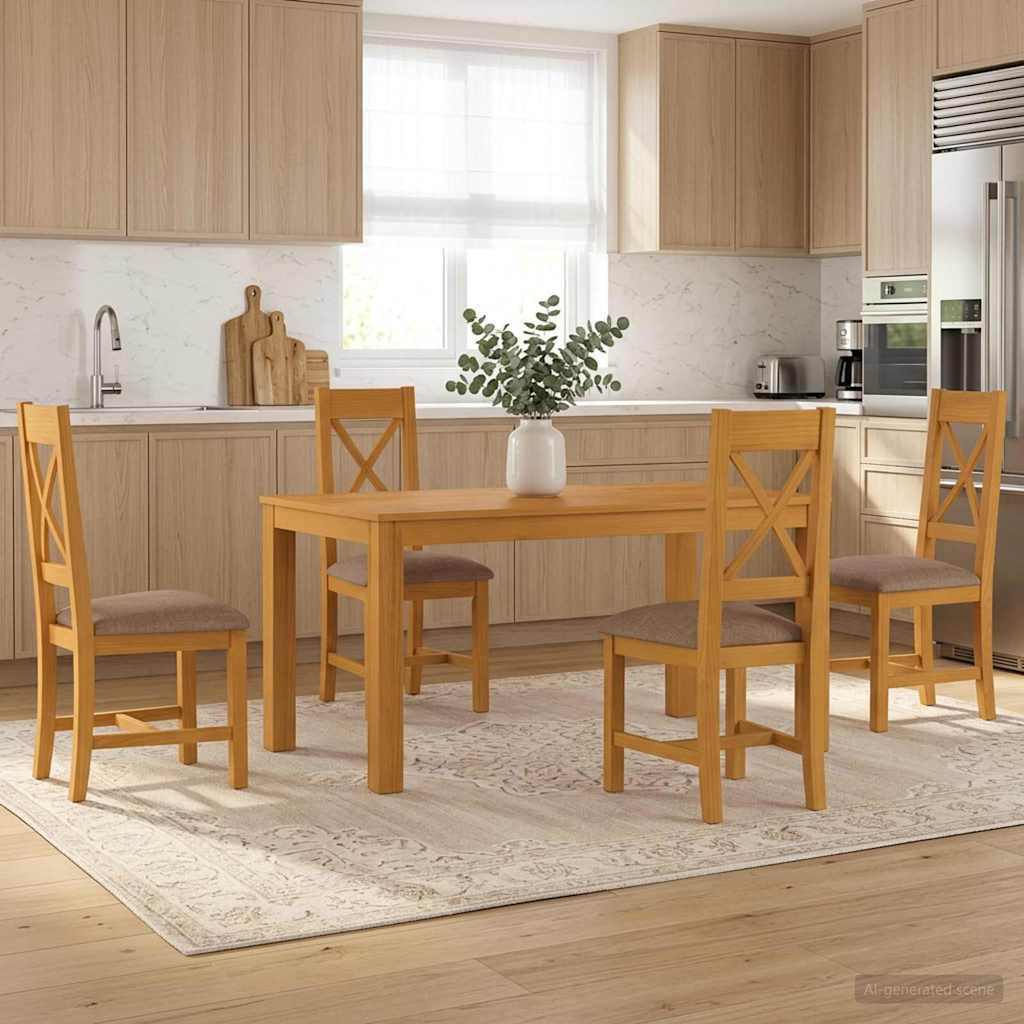 vidaXL Conjunto de comedor 5 uds. Gris Madera de Roble Sólido