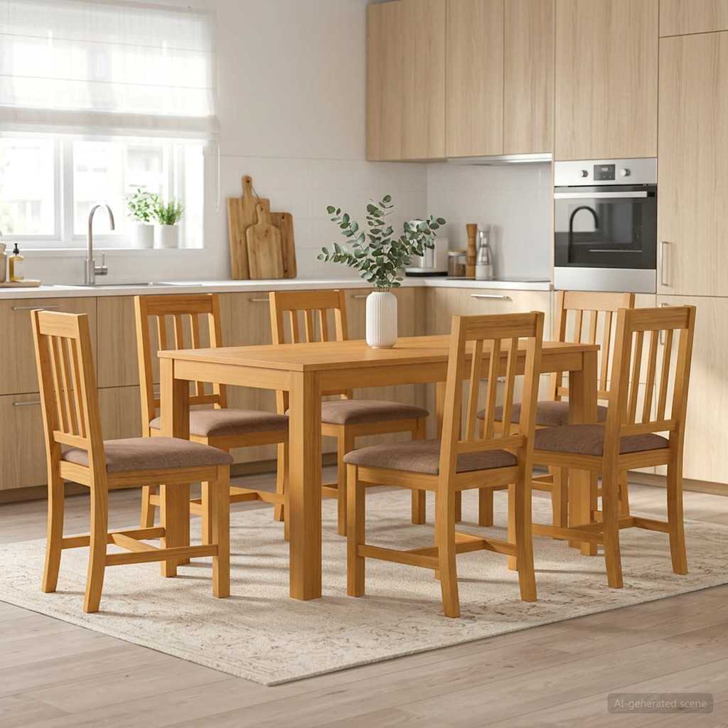 vidaXL Conjunto de comedor 7 uds. Gris Madera de Roble Sólido