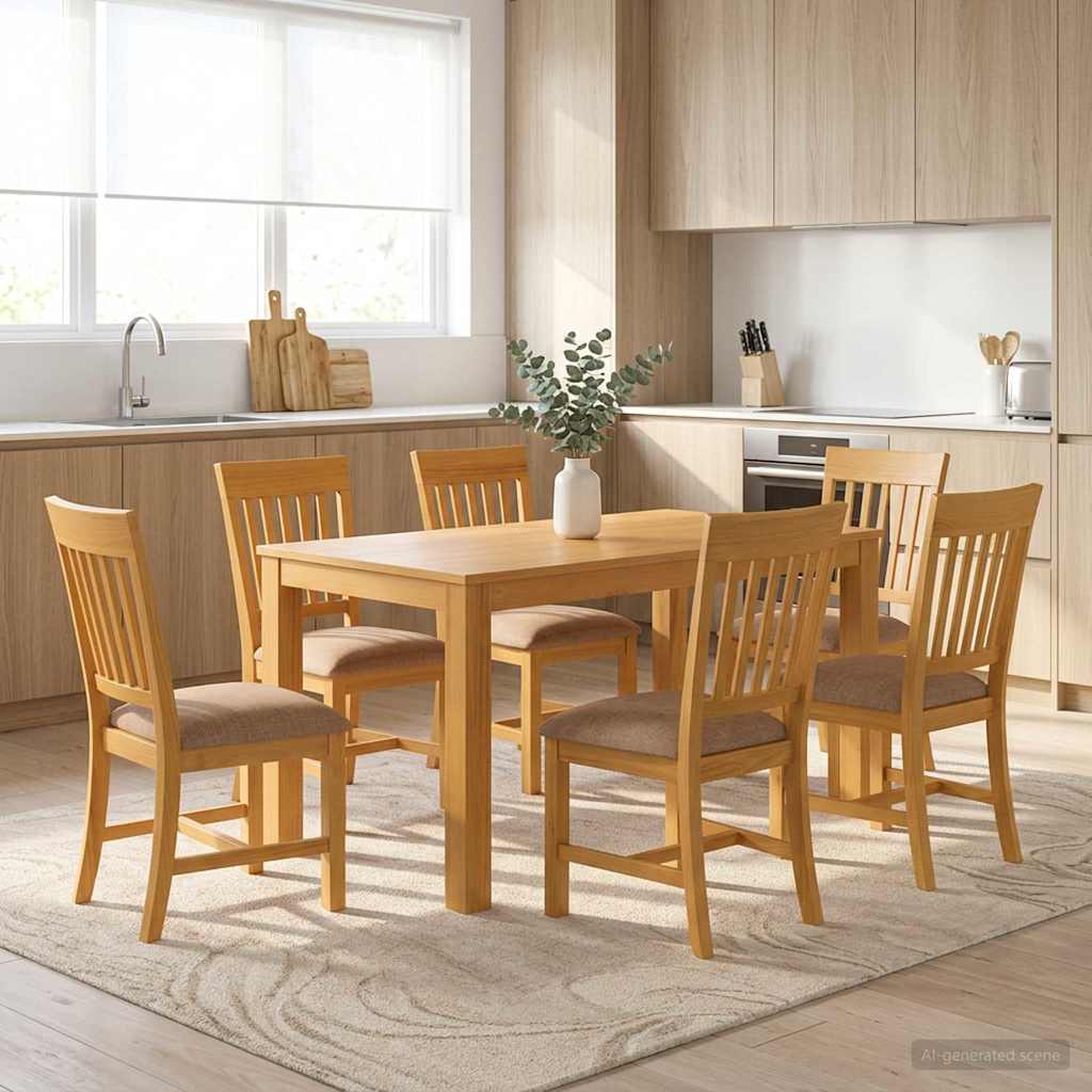 vidaXL Conjunto de comedor 7 uds. Gris Madera de Roble Sólido