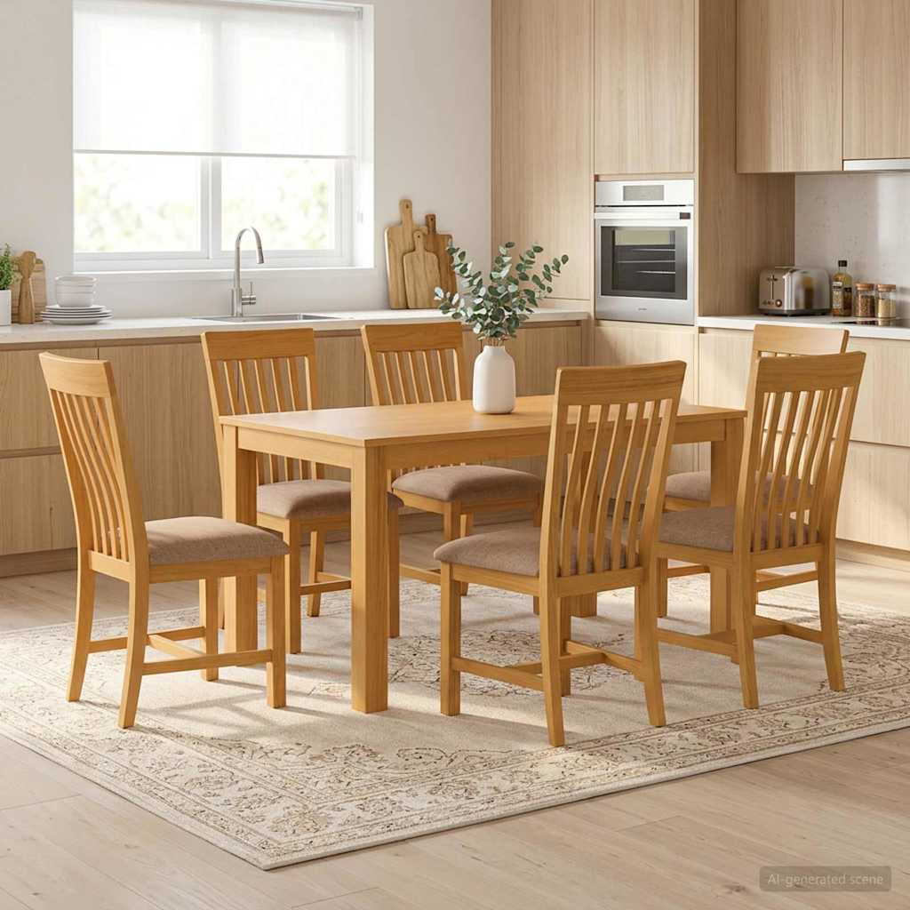 vidaXL Conjunto de comedor 7 uds. Gris Madera de Roble Sólido