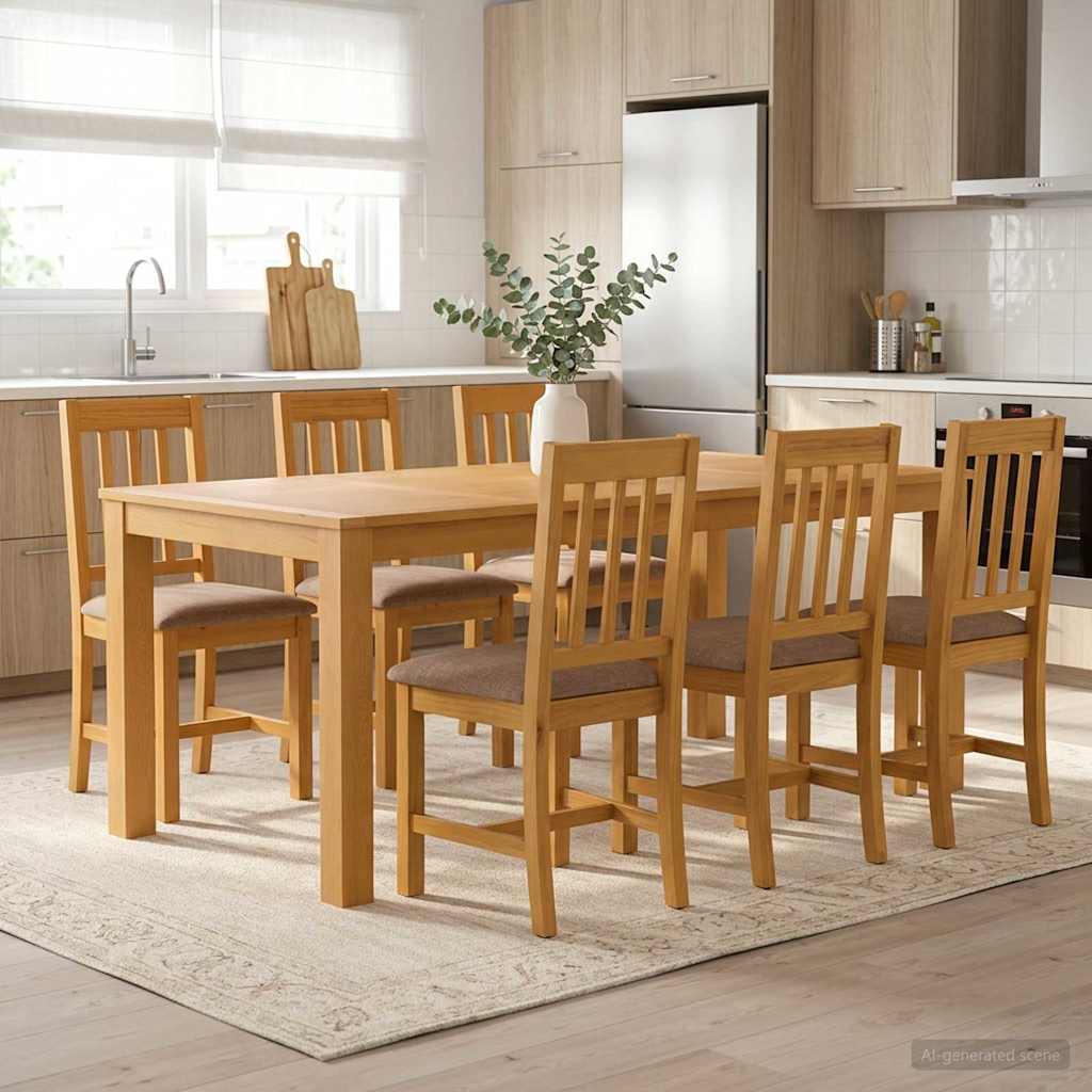 vidaXL Conjunto de comedor 7 uds. Gris Madera de Roble Sólido