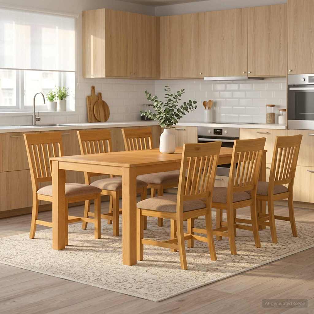 vidaXL Conjunto de comedor 7 uds. Gris Madera de Roble Sólido