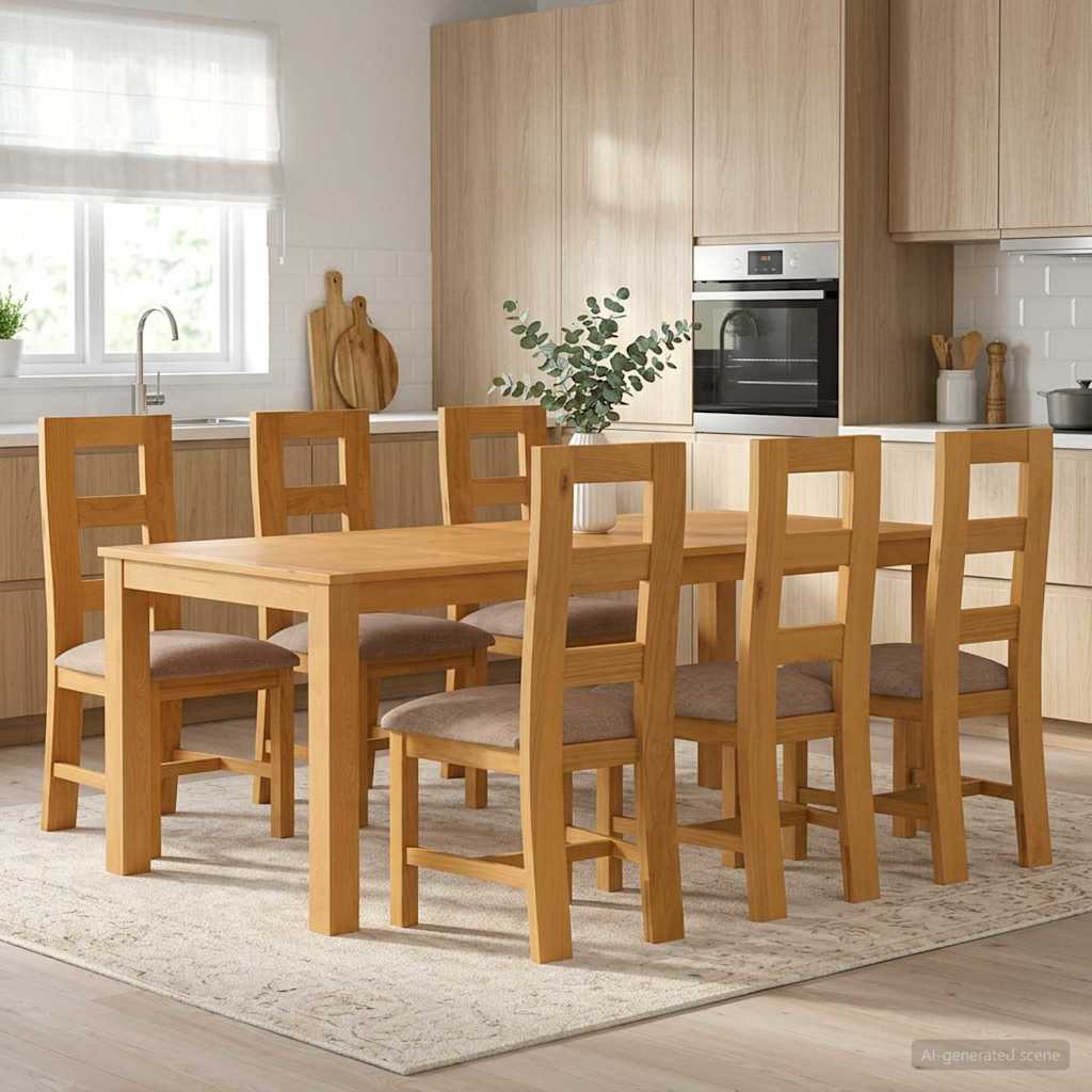 vidaXL Conjunto de comedor 7 uds. Gris Madera de Roble Sólido