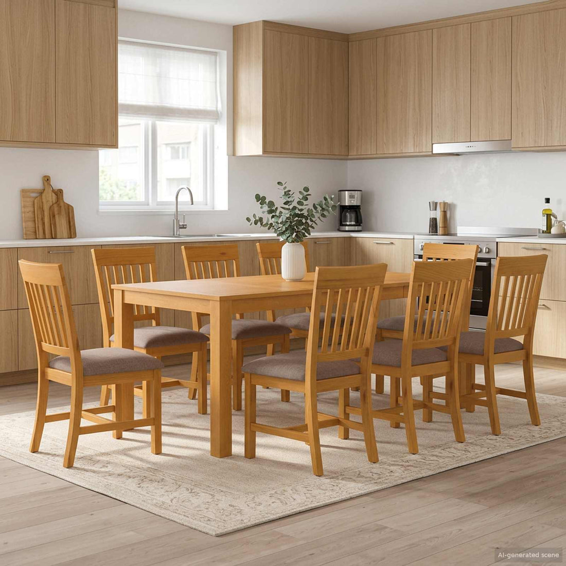 vidaXL Conjunto de comedor 9 uds. Gris Madera de Roble Sólido