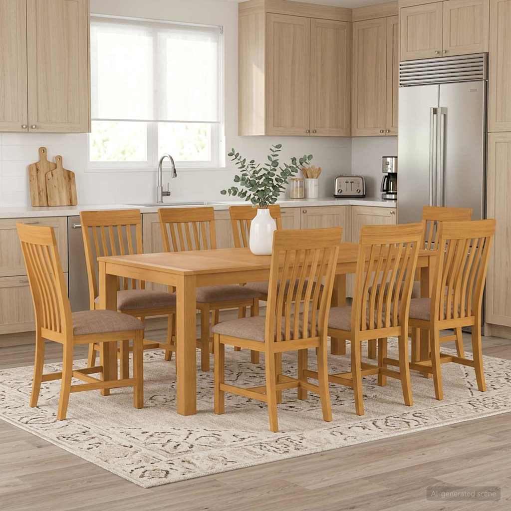vidaXL Conjunto de comedor 9 uds. Gris Madera de Roble Sólido