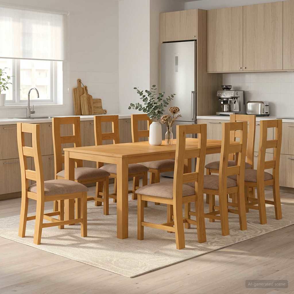 vidaXL Conjunto de comedor 9 uds. Gris Madera de Roble Sólido