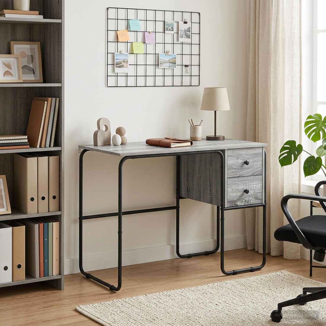 vidaXL Escritorio con almacenamiento Sonoma gris 100 x 50 x 75 cm