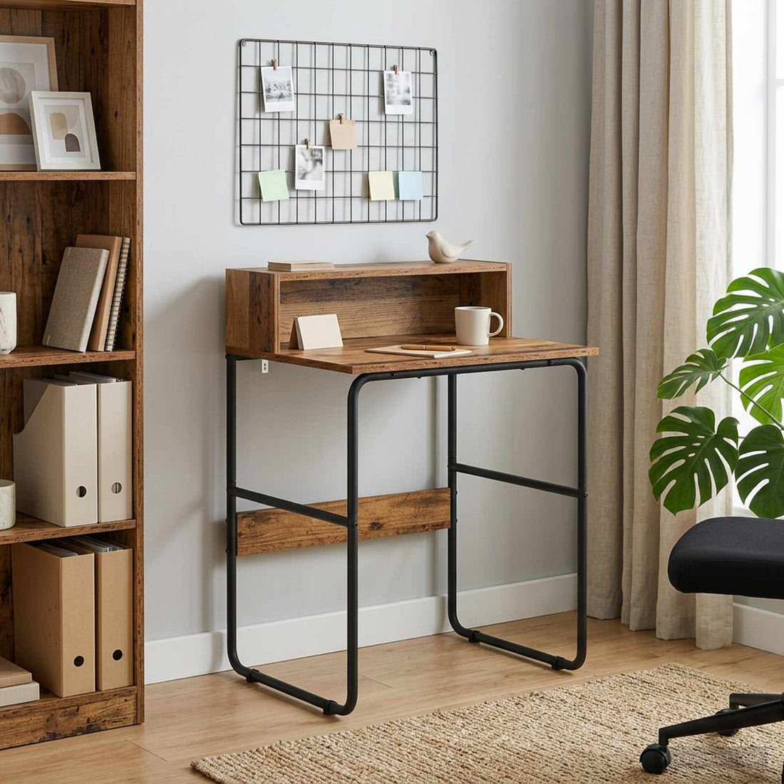 vidaXL Escritorio con almacenamiento Madera envejecida 60 x 50 x 91 cm