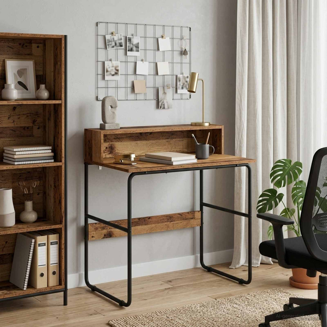 vidaXL Escritorio con almacenamiento Madera envejecida 80 x 50 x 91 cm