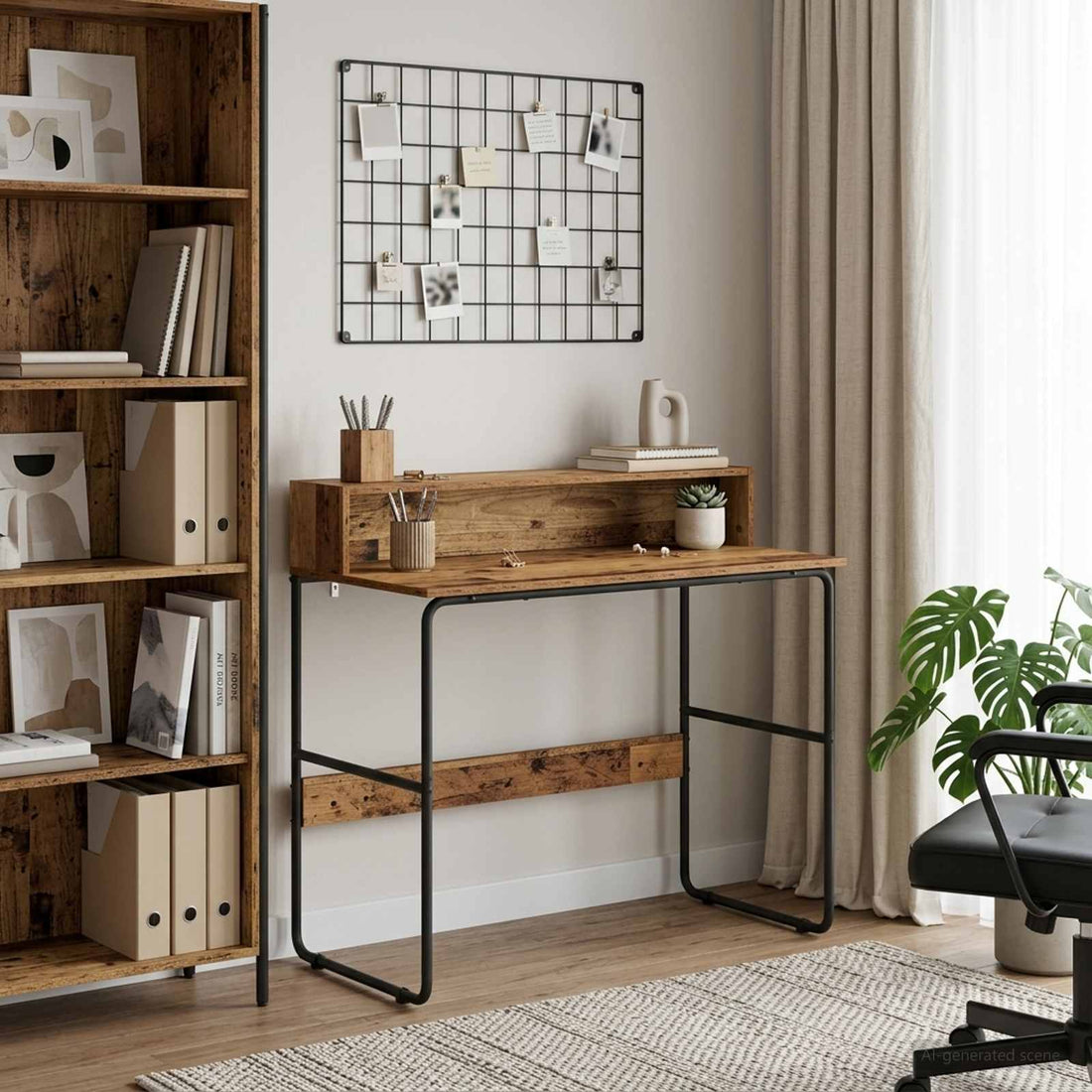 vidaXL Escritorio con almacenamiento Madera envejecida