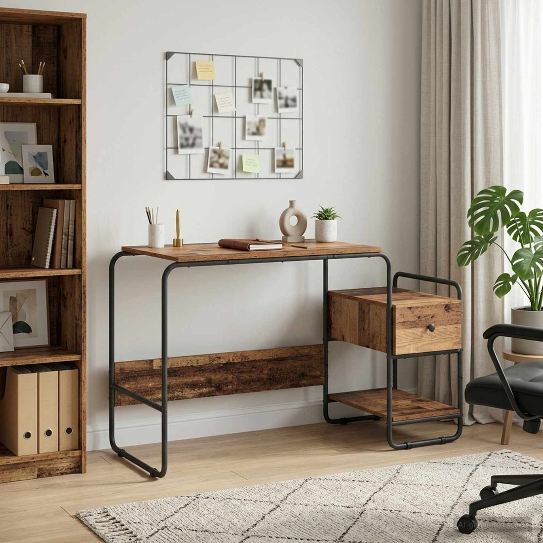 vidaXL Escritorio con almacenamiento Madera envejecida
