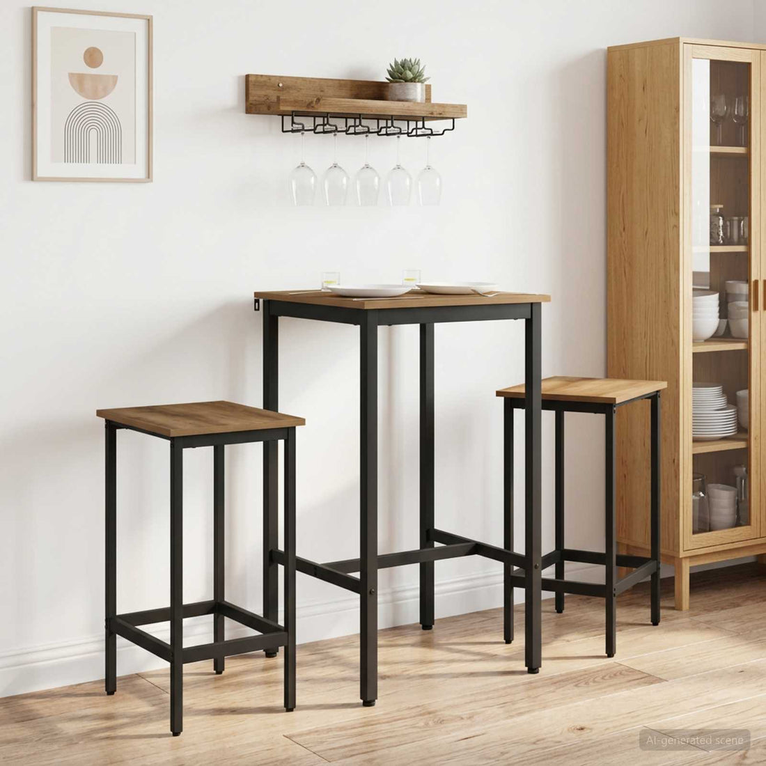 vidaXL Mesa de Bar 52 x 52 x 90 cm Madera de ingeniería Roble artisan